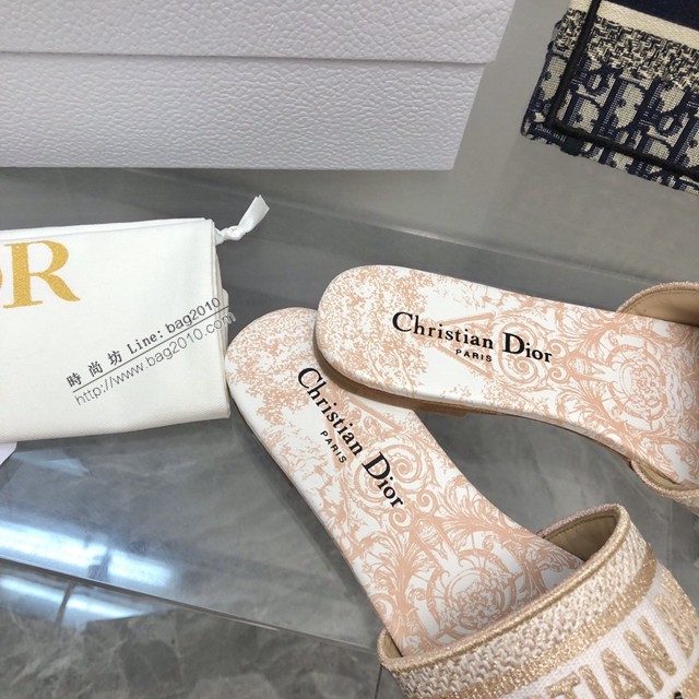 Dior迪奧2022早春新款提花刺繡涼拖鞋 dx2738